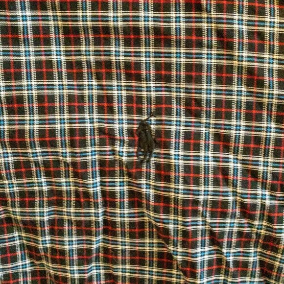 POLO RALPH LAUREN MENS BUTTON DOWN SHIRT CASUAL PLAID BLUE RED LONG SLEEVE SZ M - Picture 5 of 6